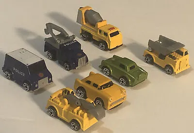 Soma Micro Mini Cars - Construction Police Yellow Green Small Car Lot Of 7 • $15