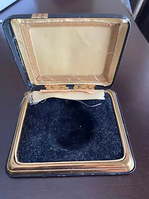 Vintage 16 Size Pocket Watch Box Only Black With Gold Trim  Velvet Inside • $50