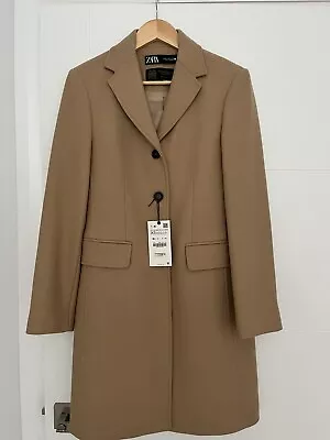 $99 • Buy Zara Manteco Wool Coat Camel Beige Size XS BNWT