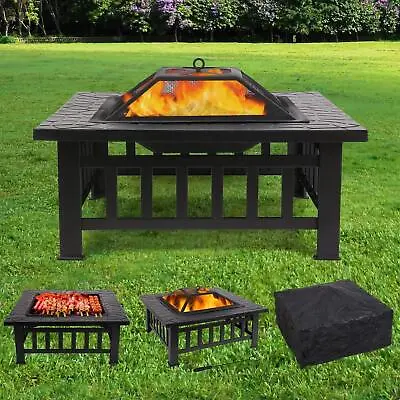 £29.99 • Buy Outdoor Fire Pit BBQ Firepit Brazier Square Table Stove Patio Heater Garden UK