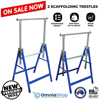 $126.97 • Buy 2 Scaffolding Trestles Building Handyman Works Scaffold Saw Horse Bench 150KG AU