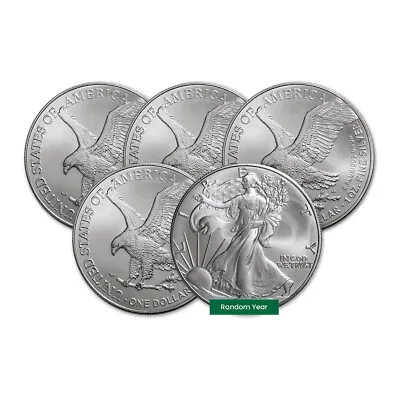 Lot Of 5 - 1 Oz Silver Eagle Coin BU - Random Year - US Mint • $165.25