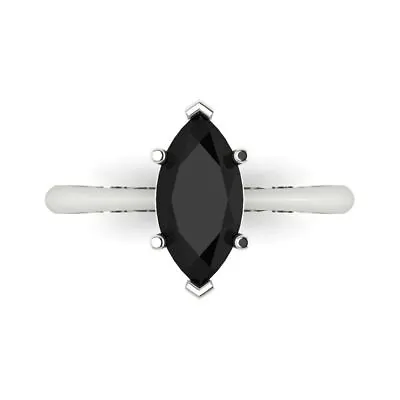 1.50 Marquise Cut Natural Onyx Wedding Bridal Promise Ring Solid 14k White Gold • £264.19
