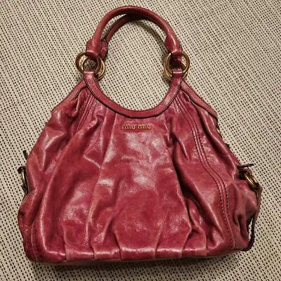 Miu Miu Handbag 2Way Shoulder Bag Handbag Leather Raspberry Pink Vintage Used • $199.99