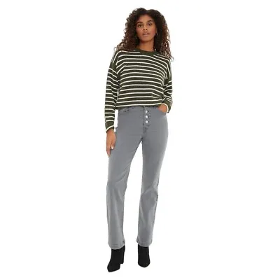 Dorothy Perkins Womens/Ladies Button Detail Flared Jeans DP4216 • £32.17