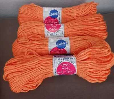 Vintage New/ Old Stock Kentucky Soft Spun Rug Yarn Lot Of (4) 2oz Each Orange • $9