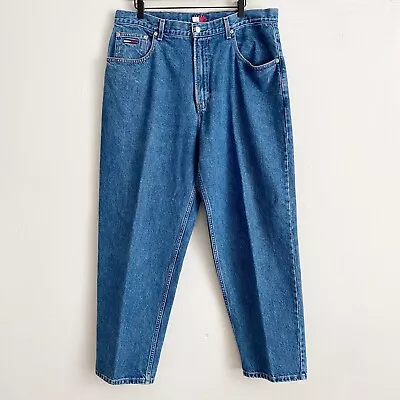 Y2K Tommy Hilfiger Freedom Jeans Vintage Retro Loose Straight Denim Mens 38x30 • $49