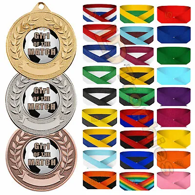 Girl Of The Match Medals & Ribbons Football Medal Packs Various Sizes & Colours • £14.50