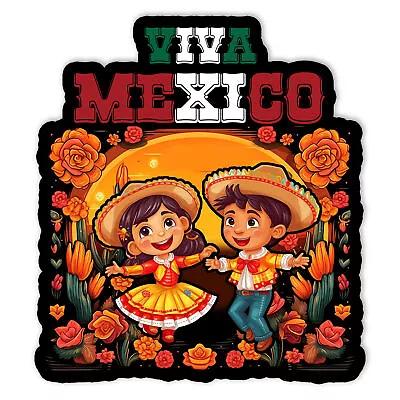 Mexican Independence Viva Mexico Boy Girl Maracas Guitar Vinyl Sticker 5in • $6.45