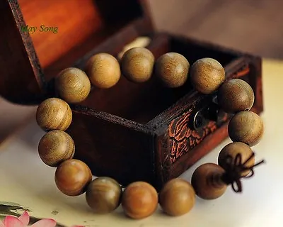 Green Sandalwood Wrist Mala 12MM Prayer Bead Bracelet Stretch • $7.99