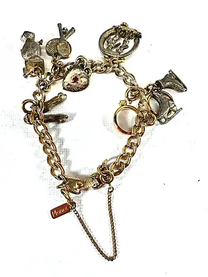 Vintage Monet Charm Bracelet Goldtone Safety Chain Articulated Charm Dancer • $47.20