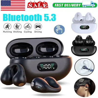 Bluetooth 5.3 Wireless Earbuds Ear Clip Bone Conduction Headphones Sport Headset • $15.99