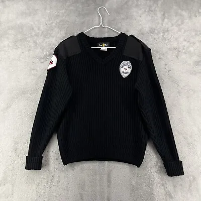 Law Pro Sweater Mens Medium Black Security Uniform Military Epaulettes • $24.79
