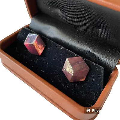 Robert Talbott Chelsea Cuff Links NWT Hexagon Pink/purple “3D” Chrome $325 • $125