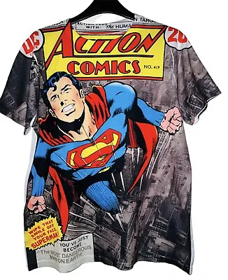 £12.99 • Buy Superman T Shirt Size Medium Mens Official DC Comic Book Comic Strip Top Retro