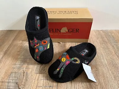 £39.99 • Buy Haflinger Slippers Flair Sassy Cat Black Size 3 / 36 Pure New Wool Mule BNIB