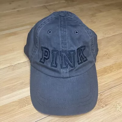 PINK Victoria’s Secret Gray Womens Black Adjustable Baseball Cap Hat Strap Back • $8.99
