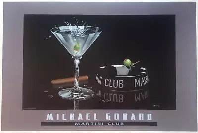 Michael Godard MARTINI CLUB Rare Original Poster Cigar Bar Drink Ash Tray Olive • £158.13