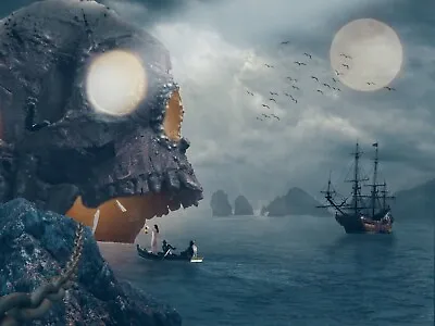 £6.70 • Buy Fantasy Pirate Ships Canvas Picture Poster Print Unframed 6601