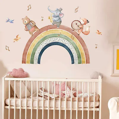 Removable Wall Stickers Elephant Bear Rainbow Art Decal Nursery Home DIY Decor • $11.35