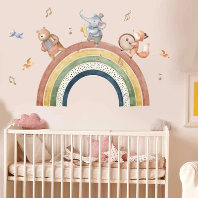 Removable Wall Stickers Elephant Bear Rainbow Art Decal Nursery Home DIY Decor • $11.35