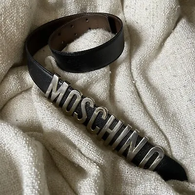 Vintage Moschino Redwall Black Leather Belt • $70.20