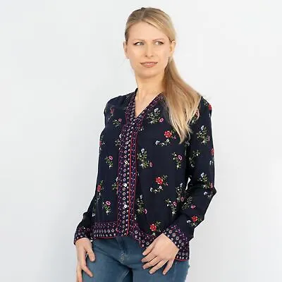 £19.95 • Buy Womens Navy Top TU Floral Long Sleeve Relaxed Going Out Shirts Blouse Button 