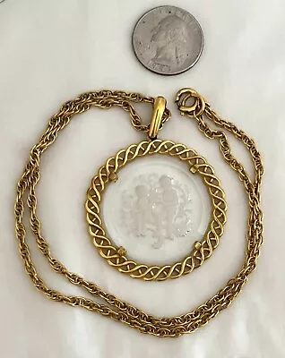 Vintage Trifari Zodiac Gemini Twins Intaglio Necklace Signed Pendant Estate • $37