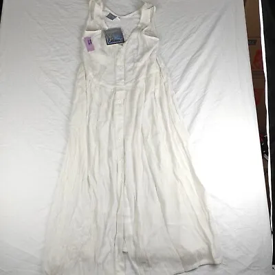 Vtg NWT Baja Blue Dress White Large Maxi Flowing Rare • $50