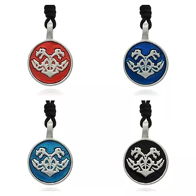 Colorful Dragon Crest Amulet Silver Pewter Charm Necklace Pendant Jewelry • $9.99