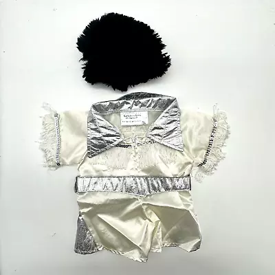 Build A Bear Elvis Presley Costume Fringe White Silver Rock Star Jumpsuit Wig • $24.99