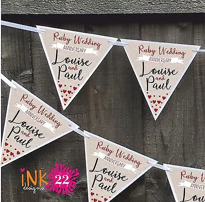 £4.97 • Buy Personalised Ruby 40th Wedding Anniversary Party Decoration Banner Bunting