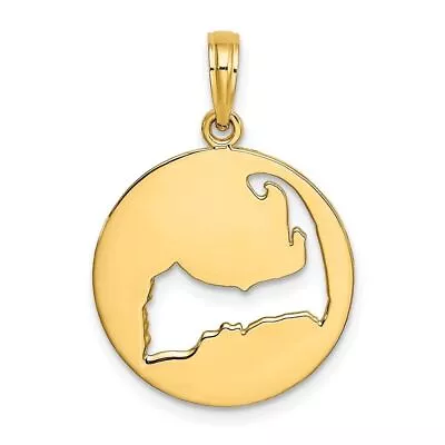 14K Yellow Gold Polished Cut-Out CAPE COD Map Charm Pendant For Women • $212