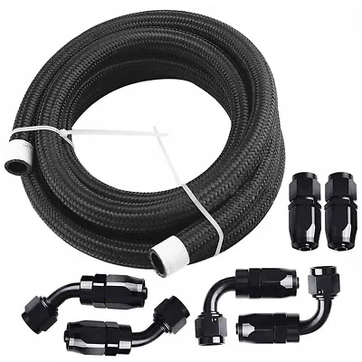 10AN 5/8  Hose Nylon Stainless Steel Braided CPE Oil Fuel Line Fittings Kit 20FT • $52.24