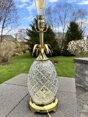 Waterford Crystal Pineapple Brass Table Lamp Ireland 18” Tall • $329