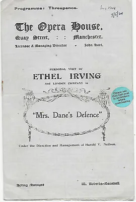 1924 Manchester Opera House Programme -  Mrs.Dane's Defence'    • £5.50