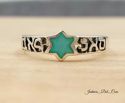 925 Sterling Silver Prosperity Power Kabbalah Ring With Blue Opal Star Of David • $39.74