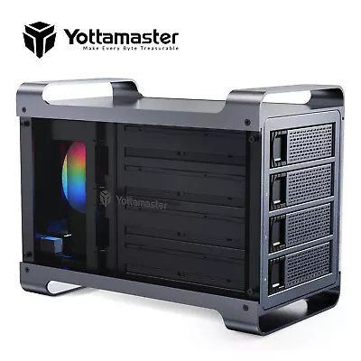 Yottamaster 4 Bay RAID RGB Hard Drive Enclosure Type B For 2.5/3.5  SATA HDD SSD • $170.99