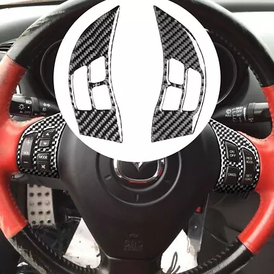 2PCS Carbon Fiber Interior Steering Wheel Button Trim For Mazda RX-8 2004-2008  • $13.25