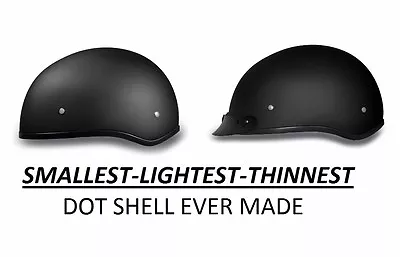 2023 Ultra Slim DOT Skull Cap Motorcycle Helmet Daytona MATTE BLACK-FREE SHIP • $80.36