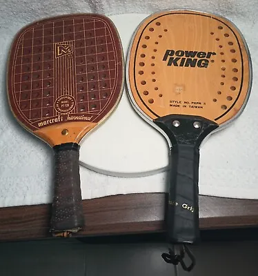 Marcraft PT-120 & Power King PKPRII Paddle Ball Racquets Wood NICE • $21.99