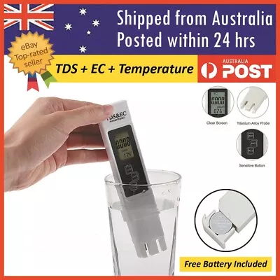 Digital Water Quality Meter Test Pen TDS EC Temp PPM Tester Hydroponics Aquarium • $7.94