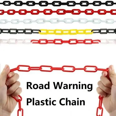 5-25M Plastic Chain Links Chain 6mm Barrier Warning Safety Road Fencing Garden • £10.70