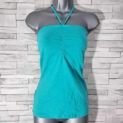 Vintage New INTERNACIONALE Green Halterneck Top Size 12-UK Stretchy Summer  • £7.99