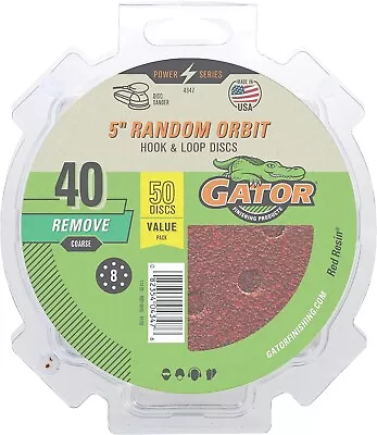 (50-Pk) Gator 5'' Random Orbit Hook & Loop Sanding Discs 40 Grit • $14.49
