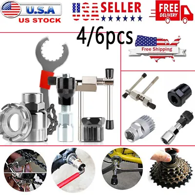 Bike Repair Tool 4/6P  Kit Crank Chain Cutter Extractor Bracket Freewheel Puller • $12.99