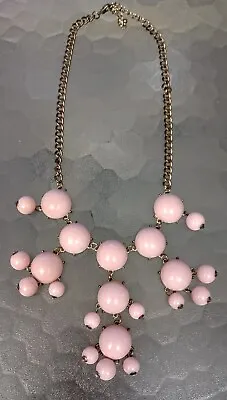 $12 • Buy Vintage Rose Pink Lucite Bubble Coppertone Tone Bib Necklace Wow