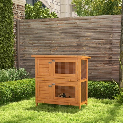 £97.99 • Buy 2-Tier Wooden Rabbit Hutch Guinea Pig Hutch Duck House Double Decker Pet