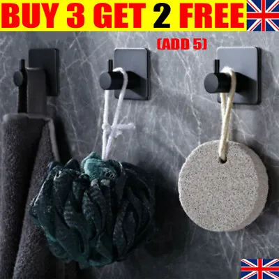 £3.89 • Buy 1PC Self Adhesive Wall Hanger Hook Stick Rustproof Bathroom Kitchen Door Hooks