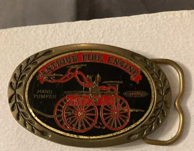 Vtg 80s Heritage Buckles Antique Fire Engine 1853 Brass Belt Buckle Steam Pumper • $12.95